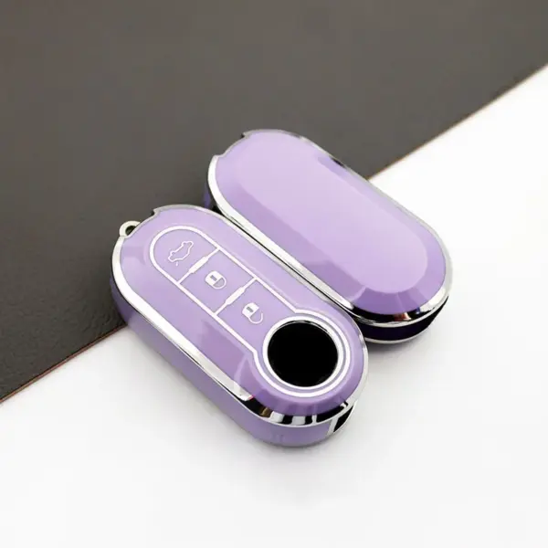 TPU Silver Edge Shell Fob For Fiat Ducato 500 500L Panda Grande Punto Lancia Musa Car Flip Key Case Cover Accessories - Image 4