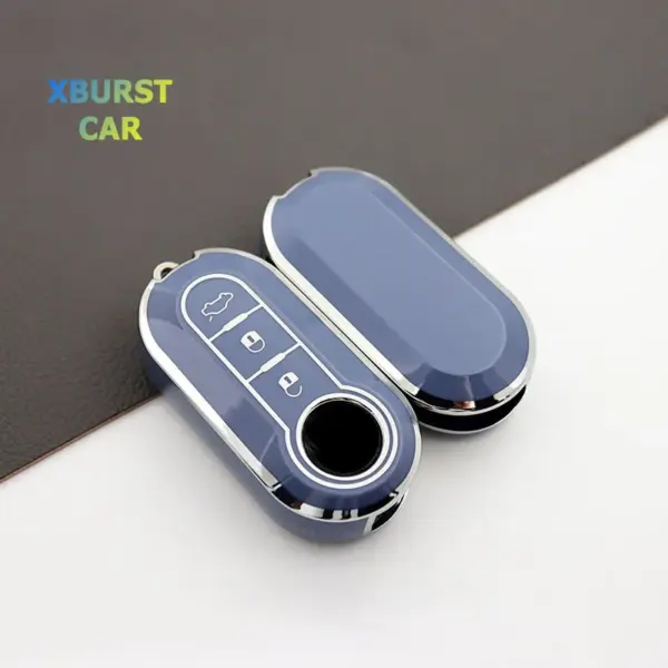 TPU Silver Edge Shell Fob For Fiat Ducato 500 500L Panda Grande Punto Lancia Musa Car Flip Key Case Cover Accessories