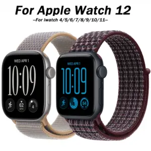 Nylon Loop Strap for Apple Watch 12 Bands 42mm 46mm 41mm 45mm 40mm 44mm 49mm Bracelet Correa iWatch Series 11 10 SE3 9 8 7 Ultra