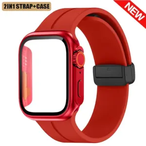 Strap+Glass+Case For Apple Watch band 45mm 40mm 44mm 41mm 38mm 42mm bracelet iWatch series 10 11 8 9 7 6 5 4 3 SE Silicone Strap