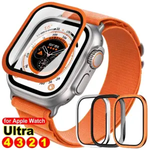 Screen Protector Titanium Alloy Frame Case for Apple Watch Ultra 4 3 2 49mm Tempered Glass Cover Shell for IWatch Ultra4