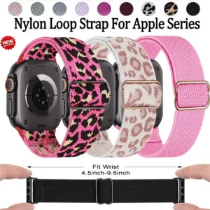 Nylon Loop Strap For Apple Watch Ultra 4-3-2 49mm 12 11 10 46mm 42mm Elastic Band iWatch 9 8 7 6 5 SE3 45/41/44/40mm Accessories