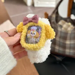 Korea Cute Plush Band+Case For Apple Watch 46mm 45mm 44 40mm 42mm 41mm Elastic Loop Bracelet Strap For iWatch 10 9 8 7 SE 6 5 4