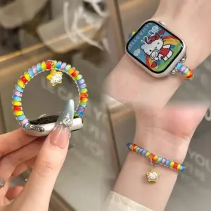 Cute Scrunchie strap for apple watch bands 10 42mm/46 40mm 41mm 38 44 45 stretchable brecelet iwatch 11 9 8 7 5 SE ultra2 3 49mm