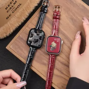 Shiny Premium Leather Strap For Apple Watch 42mm 46 44 45 40 4138 49mm Small Waist Band iWatch Series 11 10 9 8 7 6 5 4 Ultra3/2