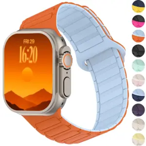Inclined Silicone Strap for Apple Watch Band 49mm 46 45 44 42 41 40 38mm Sports Magnetic Bracelet IWatch 11 10 9 8 7 Ultra 3/2/1