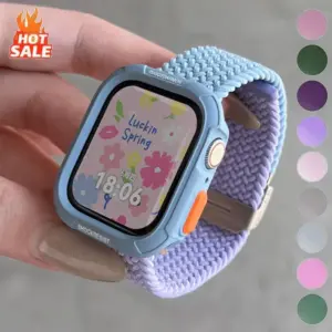 Candy Case+Strap Nylon Correa Band For Apple Watch Ultra 2 3 49mm S11 S10 46mm 42 38 40 41 44 45mm For iWatch SE 9 8 7