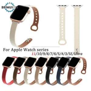 Thin Bands For Apple Watch Band 11/10/9/8/7/6/5/4/3/2/1/SE/Ultra for Women,Slim Wristbands High Quality PU Leather Wristband