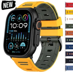 Silicone Strap for Apple Watch Ultra 4 3 2 49mm Series 12 11 10 46mm 42mm 45mm 44mm 41mm Sport Band for Iwatch 9 8 7 SE Bracelet