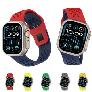 Inclined Design Silicone Strap For Apple Watch Ultra 11 10 9 8 7 40 41 42 44 45 46 49 mm Breathable Hollow Sports Bracelet Band