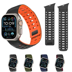 Inclined Design Silicone Strap For Apple Watch Band Ultra 49mm 44mm 45mm 46mm Magnetic Band iwatch Series 11 10 9 8 7 SE Ultra 2