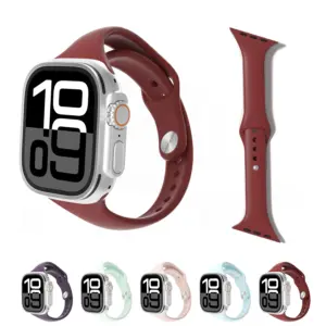 Creative inclined Slim Silicone Strap For Apple Watch Band 46mm 45mm 44mm 41mm 40mm Sport Bracelet iwatch series 11 10 8 7 9 SE