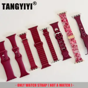 Strap For Apple Watch Band S11/10/9/8/7/SE/6/5/Ultra IWatch 3 49/46/45/44/42/41/40/38mm Wine Red Nylon Magnetic Silicon Bracelet