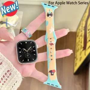 Inclined Strap for Apple Watch Series 11 10 9 8 7 6 SE3 Cartoon Cute Slim Band for Iwatch Ultra 49 45 42 40 38mm Silicone Belt