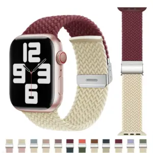 Nylon Braided Strap for Apple Watch Band 49mm 45mm 44mm 46mm 42mm 41 40mm Elastic Bracelet for iWatch 11 10 9 8 7 6 5 4 SE Ultra
