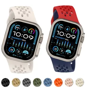 Inclined DesignSilicone Strap for Apple Watch Band 41mm 46mm 45mm 44mm 42mm Breathable Sport Bracelet IWatch 11 10 9 8 7 Ultra