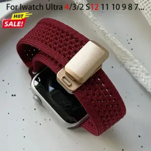 Magnetic Braided Band For Apple Watch Strap 40 44 45 46 49 41 38mm Nylon Bracelet iWatch series se 7 6 8 9 10 11 12 Ultra 4/3/2