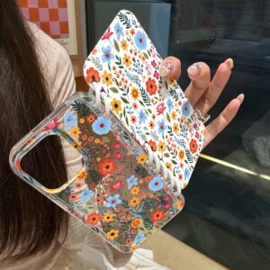 Pastoral Floral Notebook Design Anti-Drop Protective Soft Case, Compatible with Iphone 17/16/15/14/13/12/11 Series, Ins Gentle Fresh Springtime Playful Colorful Small Floral Niche Creative Coil Book Phone Case